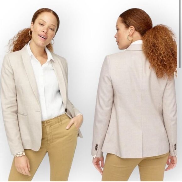 J.Crew‎ Parke Linen Single Blazer Jacket in Natural Beige Size 00 Style #H9710 - Picture 1 of 12